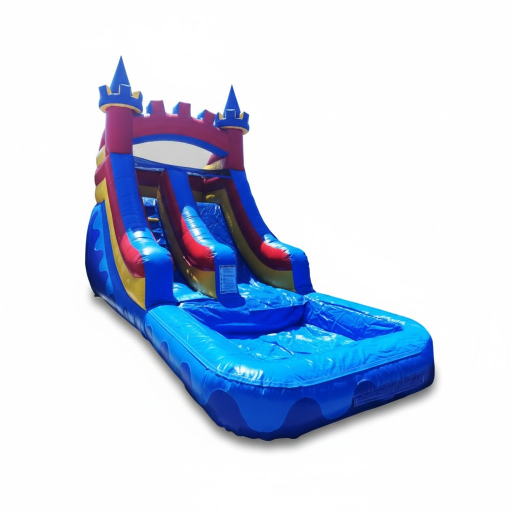 Water Slide Castle 16ft rental, water slide rentals Lodi, party rentals Lodi, bounce house Lodi, inflatable slide Lodi, summer fun Lodi, kids party Lodi, event rentals Lodi, JLO's Party Rentals